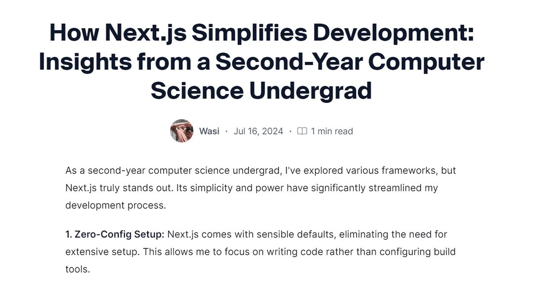 How Next.js Simplifies Development: Insights from a Second-Year Computer Science Undergrad